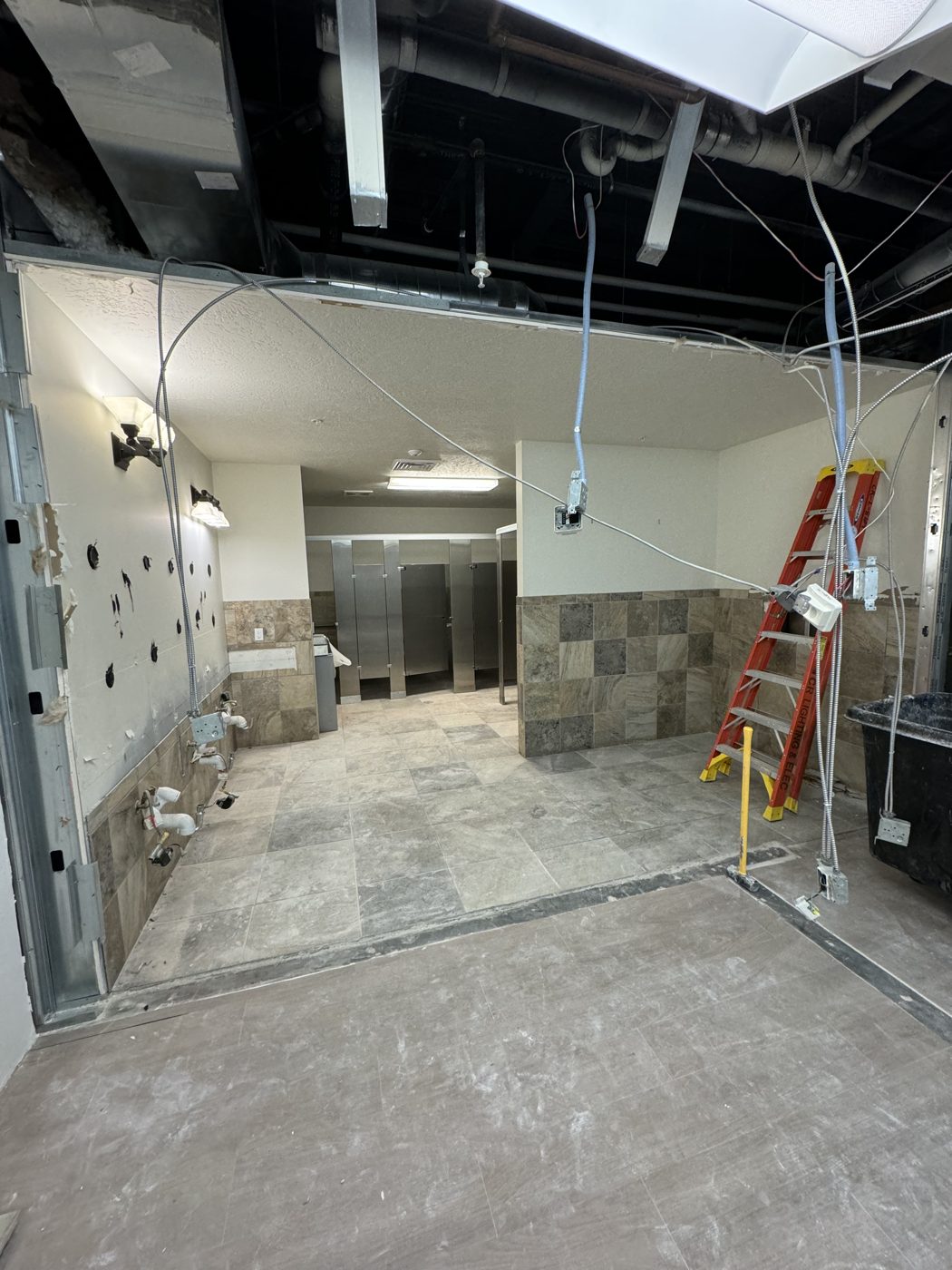Before: old locker room during demolition